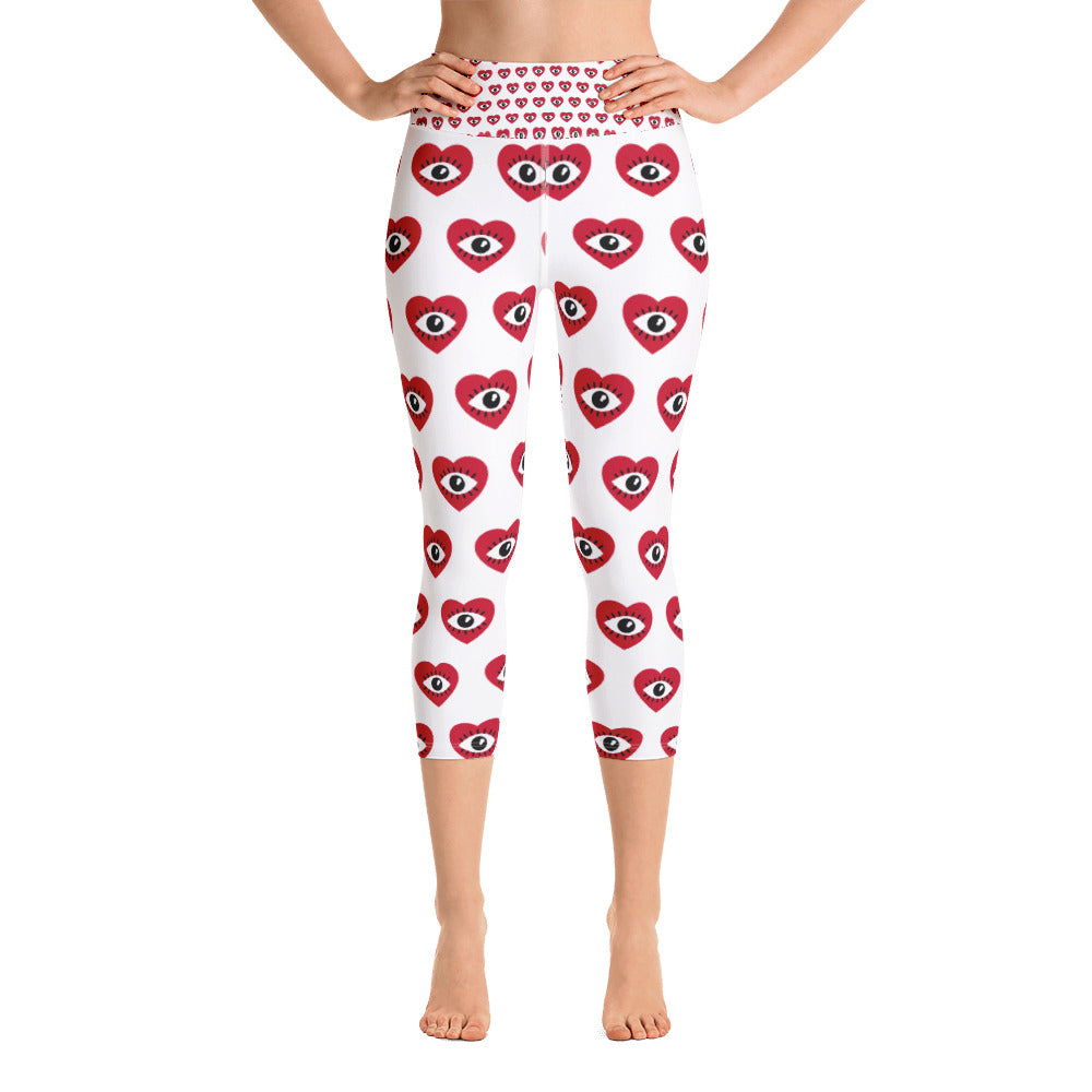 Women Love Eye Yoga Capri Leggings