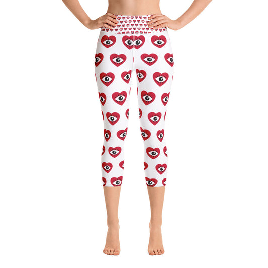 Women Love Eye Yoga Capri Leggings