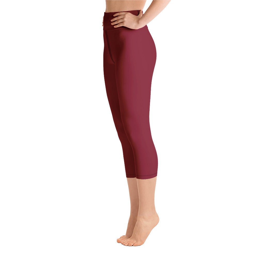 Women Burgundy Yoga Capri Leggings