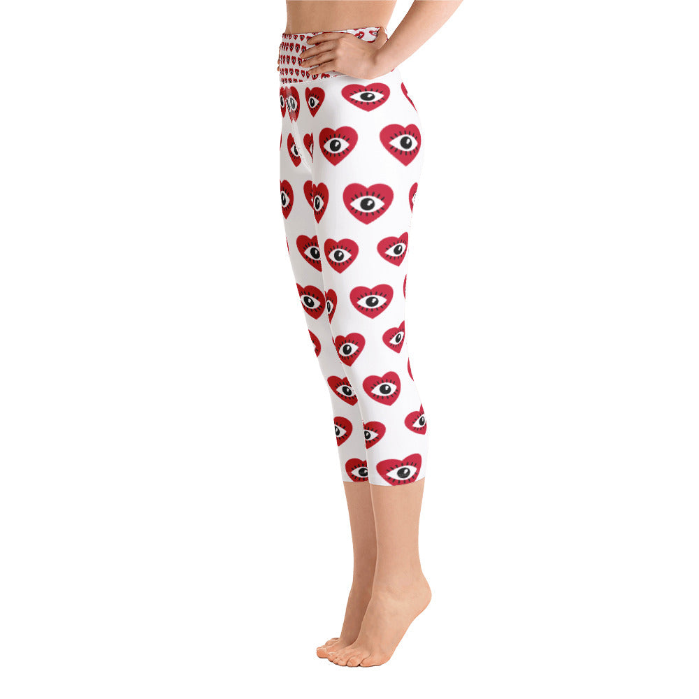 Women Love Eye Yoga Capri Leggings