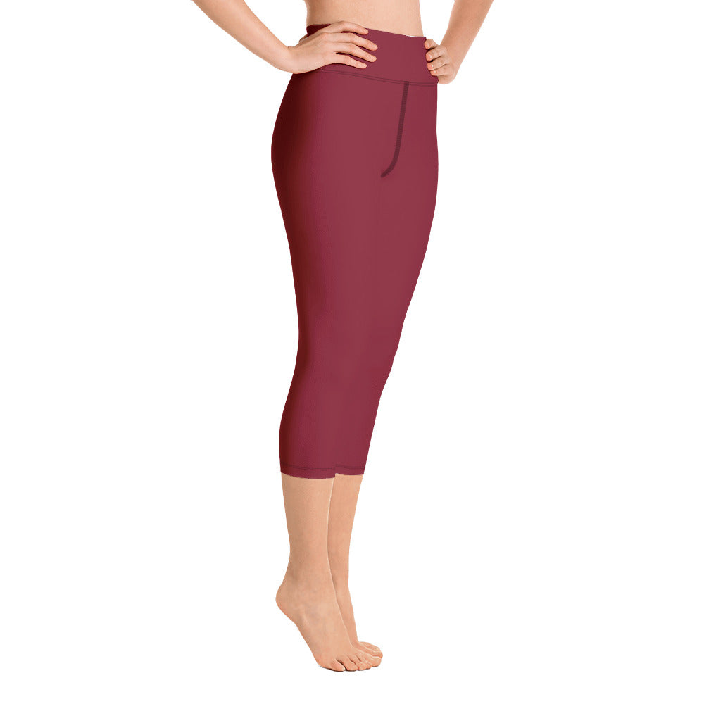 Women Burgundy Yoga Capri Leggings