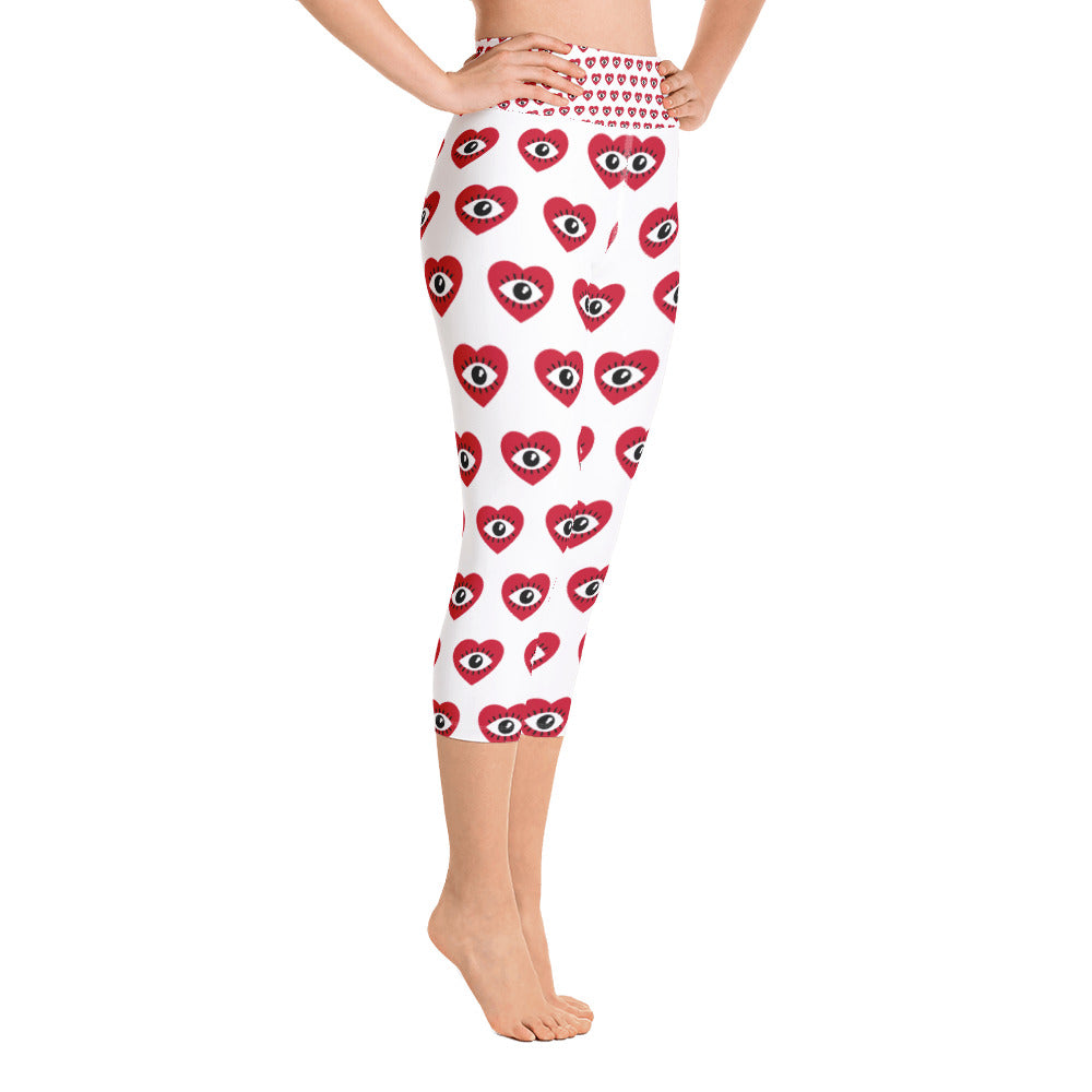 Women Love Eye Yoga Capri Leggings