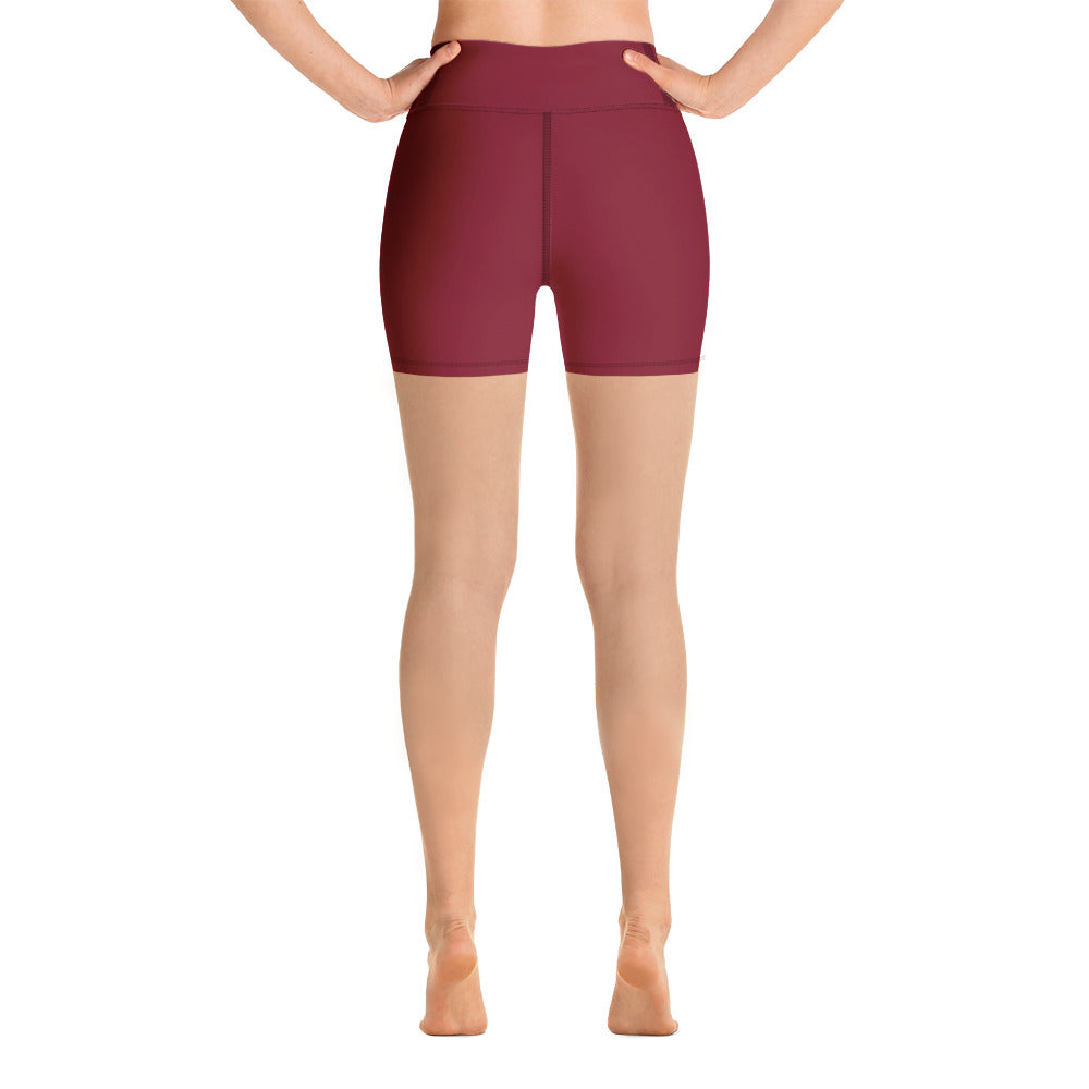 Women Burgundy Yoga Shorts