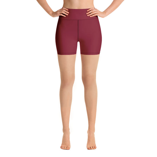 Women Burgundy Yoga Shorts