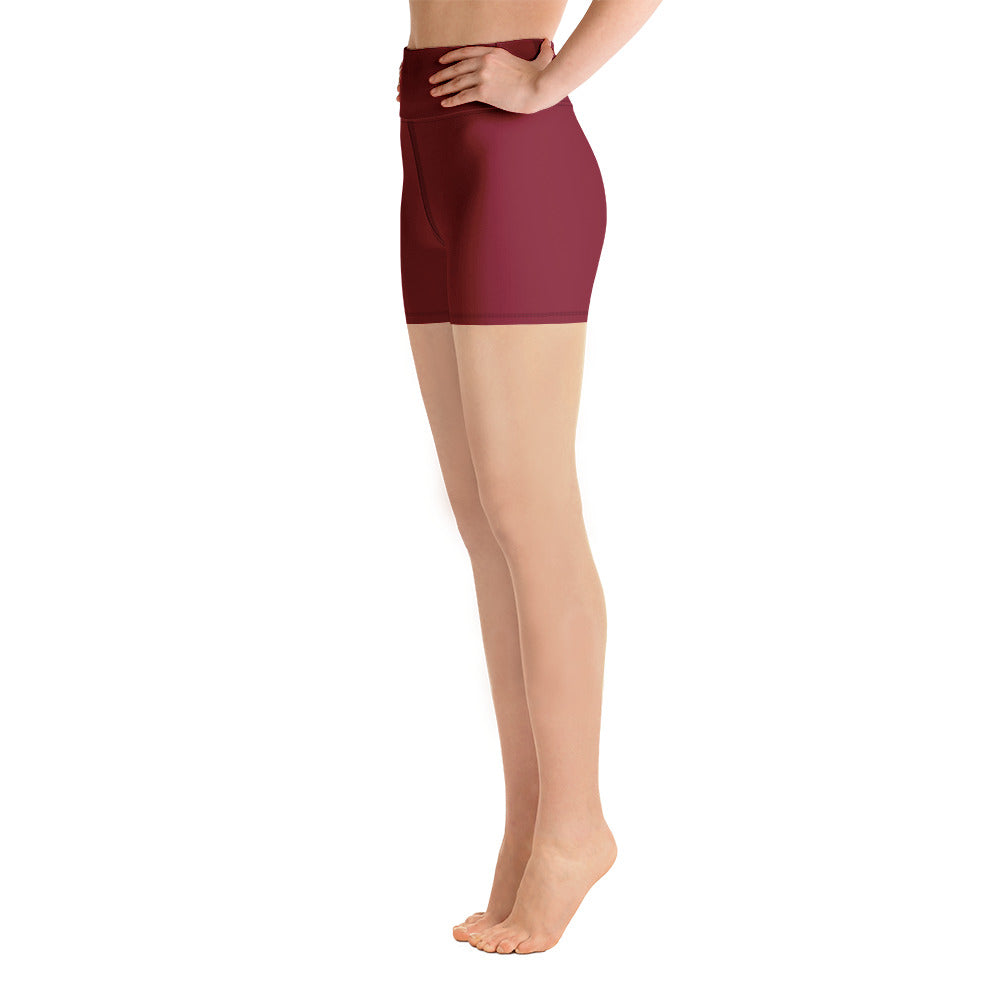 Women Burgundy Yoga Shorts