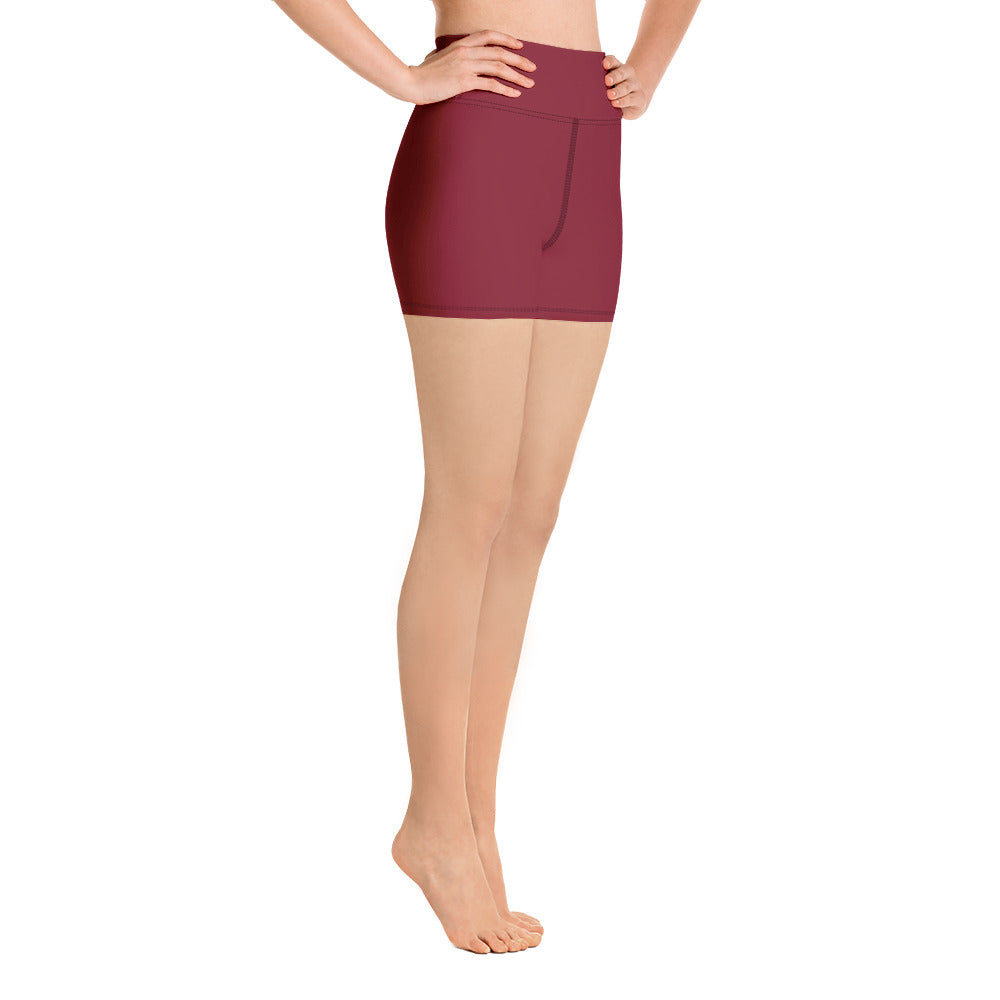 Women Burgundy Yoga Shorts