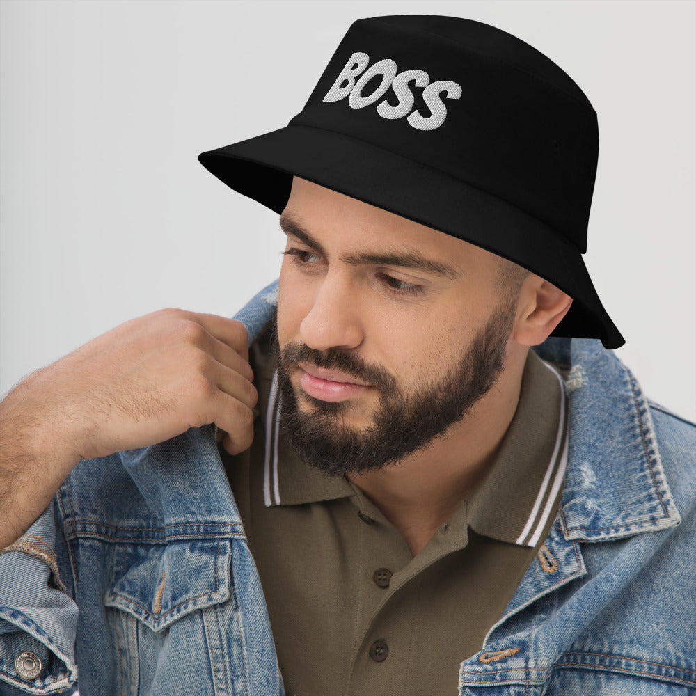 Men Black Boss Bucket Hat