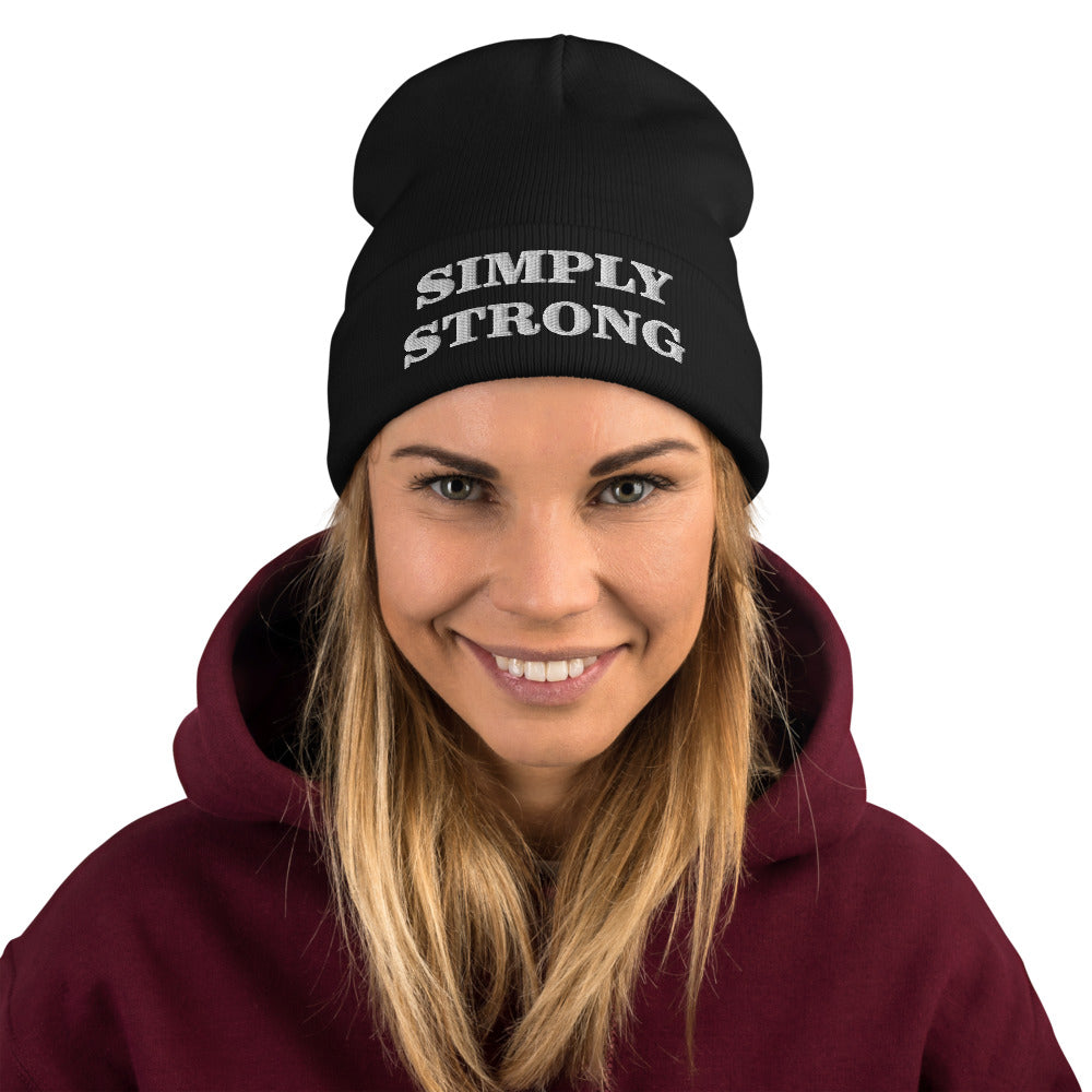 Women Simply Strong Embroidered Beanie